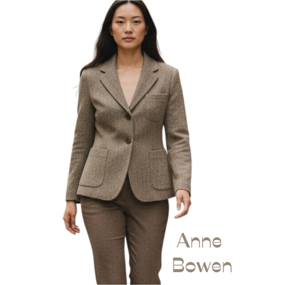 Anne Bowen Tan Brown Tailored Wool Blend Blazer NWT Size 12 Academia